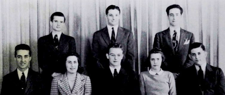 Alleen (front, second from left) was a member of the Oracle Board, designing and writing the Colby College yearbook while she was a student.